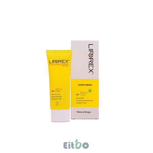 کرم ضد آفتاب پوست نرمال تا چرب بژ طبیعی 2 لیپورکس با SPF50