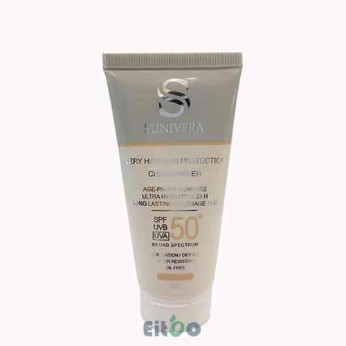 کرم ضدآفتاب پوست چرب2 سانیورا ( بژ تیره ) SPF50